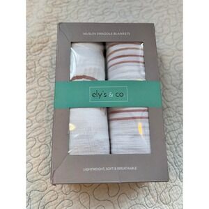 elys & co Muslin Swaddle Blankets 2 Pack Lightweight Soft Breathable